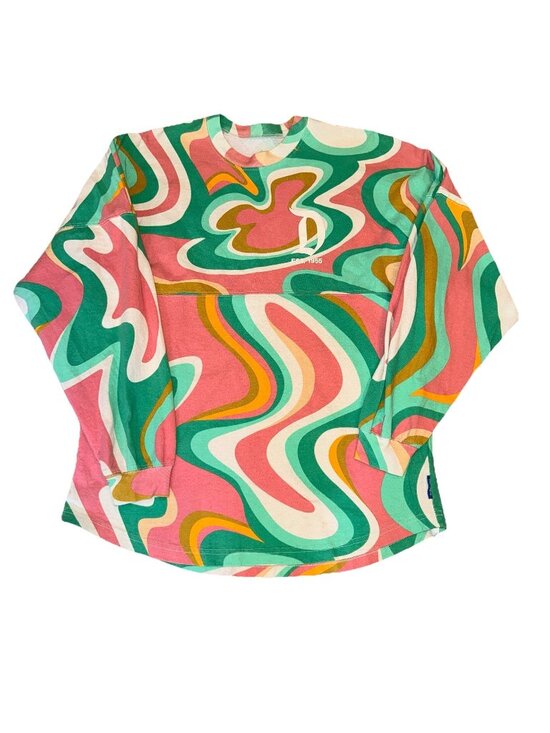 Disneyland Resort Tops - Disneyland Resort Spirit Jersey Size M Disney Parks Groovy Swirl Wavy Pastel